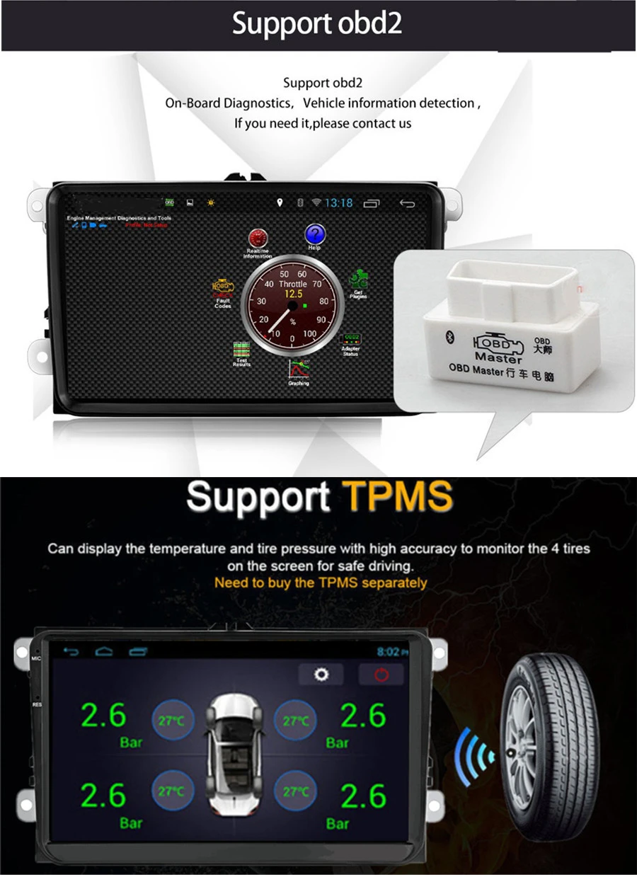 Discount 9"Auto radio Android 8.1 Touch Screen GPS Navigation Car Stereo for VW Golf Polo Skoda(See the details page for specific model) 15