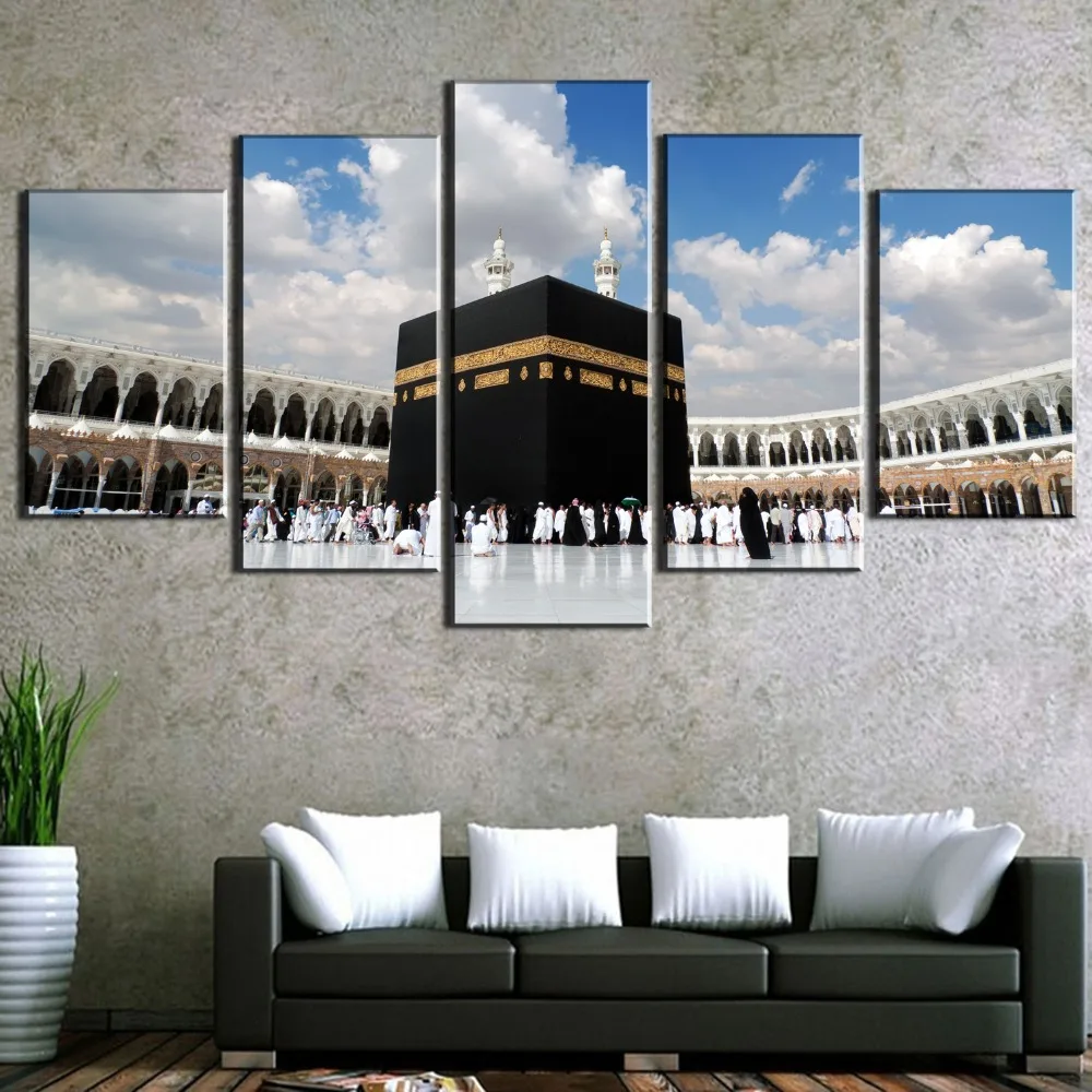 

5 Pcs HD Print Large Islamic Kaaba Mecca Picture Modern Decorative Paintings on Canvas Wall Art for Home Decorations Wall Decor