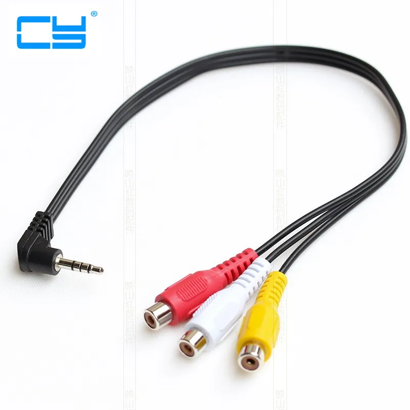 

2pcs Quality 1/8" 3.5mm 4P mini AV TRRS angled plug to 3 RCA female jack Audio Video Adapter cable