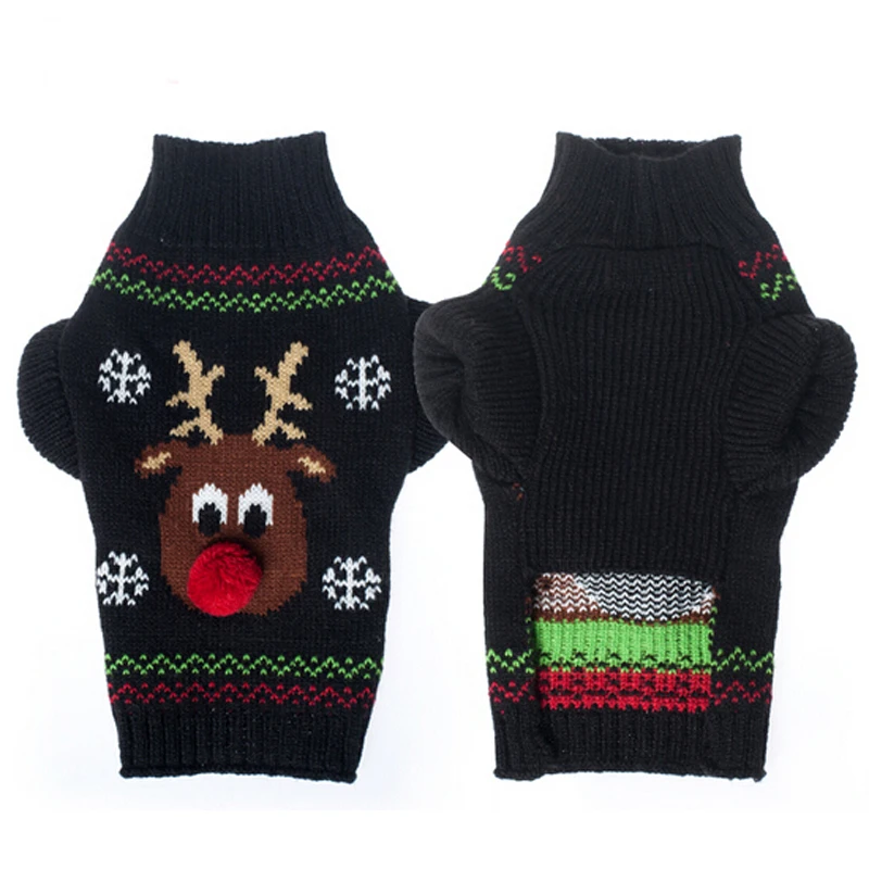 

Xmas Reindeer Design pet dog sweater for autumn winter wholesale warm knitting crochet Christmas Dog clothes chihuahua Teddy