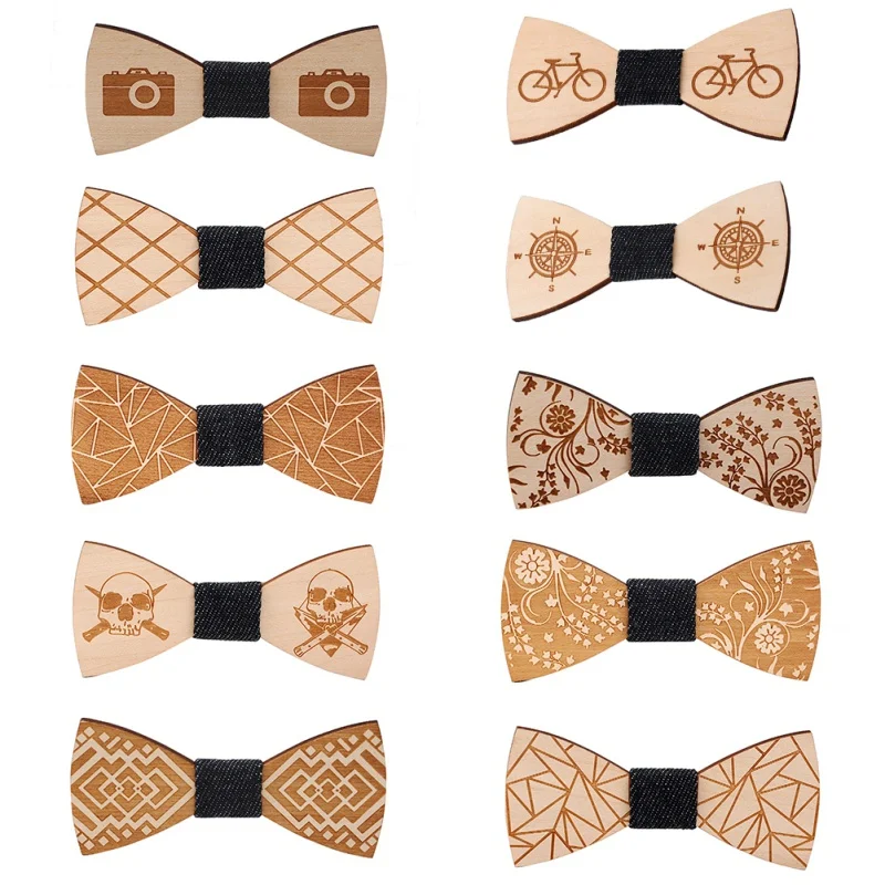 

New Wood Bow Tie Clips Different Patterns Casual Clips For Party For Business Men
