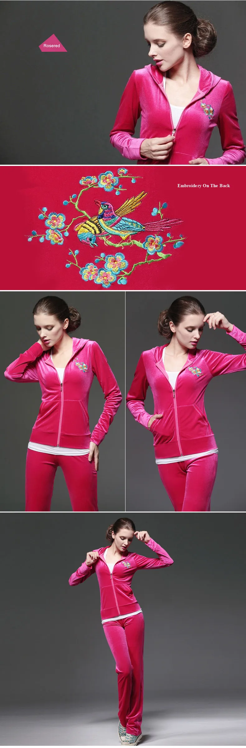 UMLIFE Sports Suit Women Velvet Tracksuit 2017 New Fitness Sport Casual Set Embroidery Fashion Jogging Suit Femme Track Suit  (11)