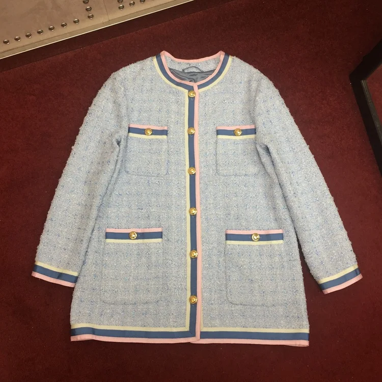 High quality tweed jackets coat women 2019 spring elegant tweed coat G080