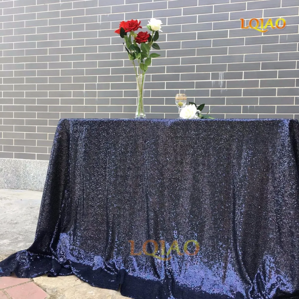 

Customize- 1pc 3x3meter navy blue sequin tablecloth
