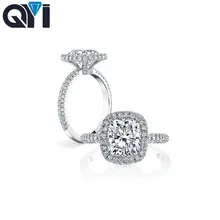 QYI Bridal Jewelry 925 Sterling Silver For Women Ring 3 ct Cushion Cut Simulated Diamond Engagement Rings Wedding Promise Ring QYI Bridal Jewelry 925 Sterling Silver For Women Ring 3 ct Cushion Cut Simulated Diamond Engagement Rings Wedding Promise Ring