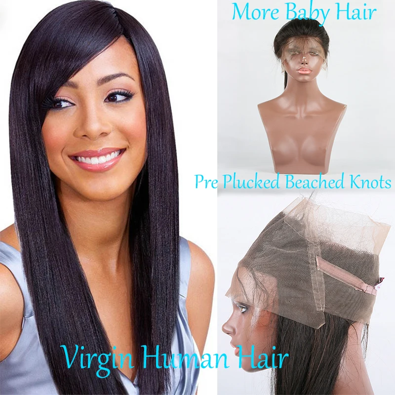 

360 Lace Frontal Closure Pre Plucked Peruvian 360 lace Virgin Hair Straight Lace Frontal With Baby Hair 360 Lace Frontal Closure