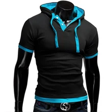 Брэнд. тонкая мужская майка с коротким рукавом и воротником с капюшоном футболки мужские футболка мужская футболка мужские футболки футболки футболка мужчины