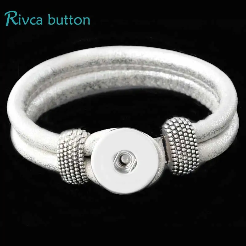

P00889 Newest Snap Button Bracelet&Bangles PU leather Charm Snap Button Bracelet For Women fit 18mm Rivca Snap Button Jewelry