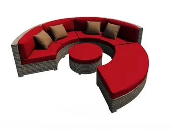 

All Weather 4 Piece Modern Patio Sectional Round Rattan Sofa Set