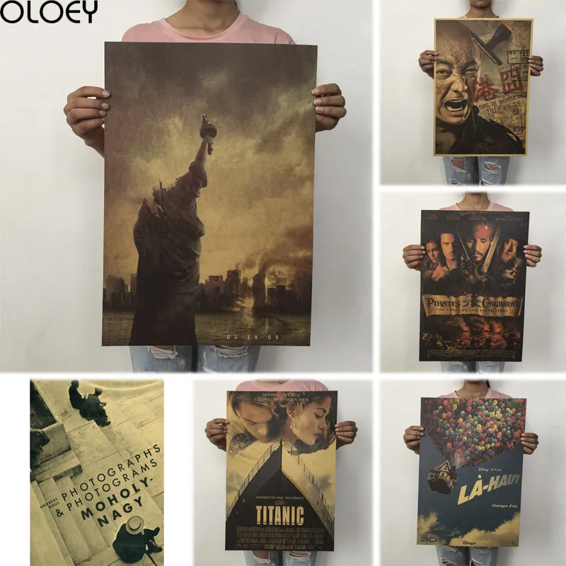 

1PC 50X35cm Vintage Posters Movie Poster Kraft Paper Posters Drawing Classic Poster Bar Home Decoration Painting Wall Sticker