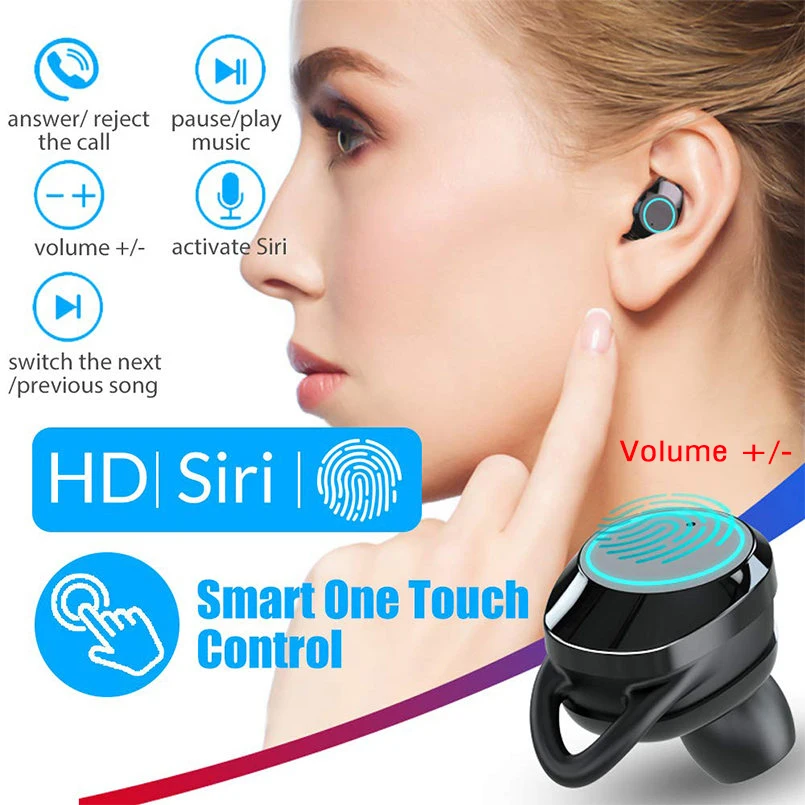 Беспроводные наушники Bluetooth 5 0 с двойным микрофоном 3D стерео спортивные в ухо