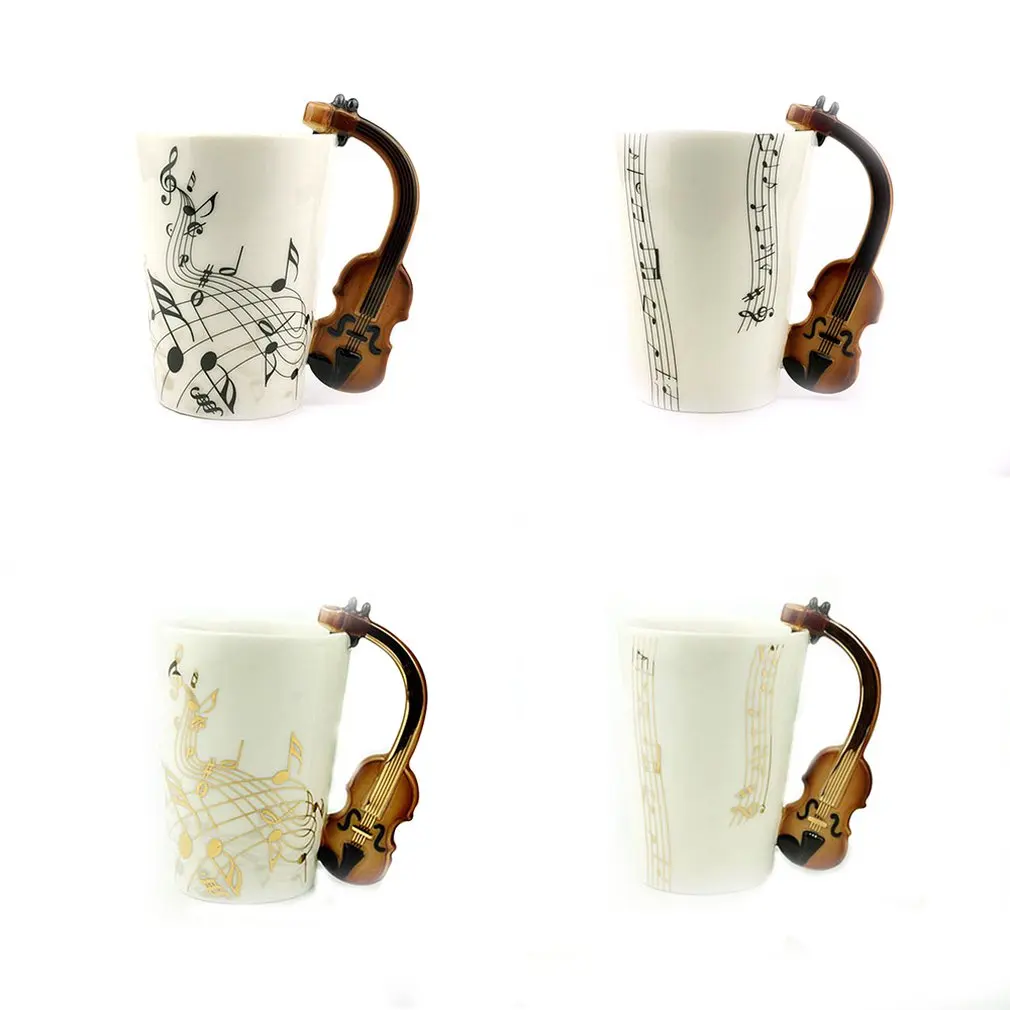 

Portable Water Cup Ceramic Violin Shape Music Water Cup Universal Coffee Mug Ceramic Cup Home Office Decor Best Gift