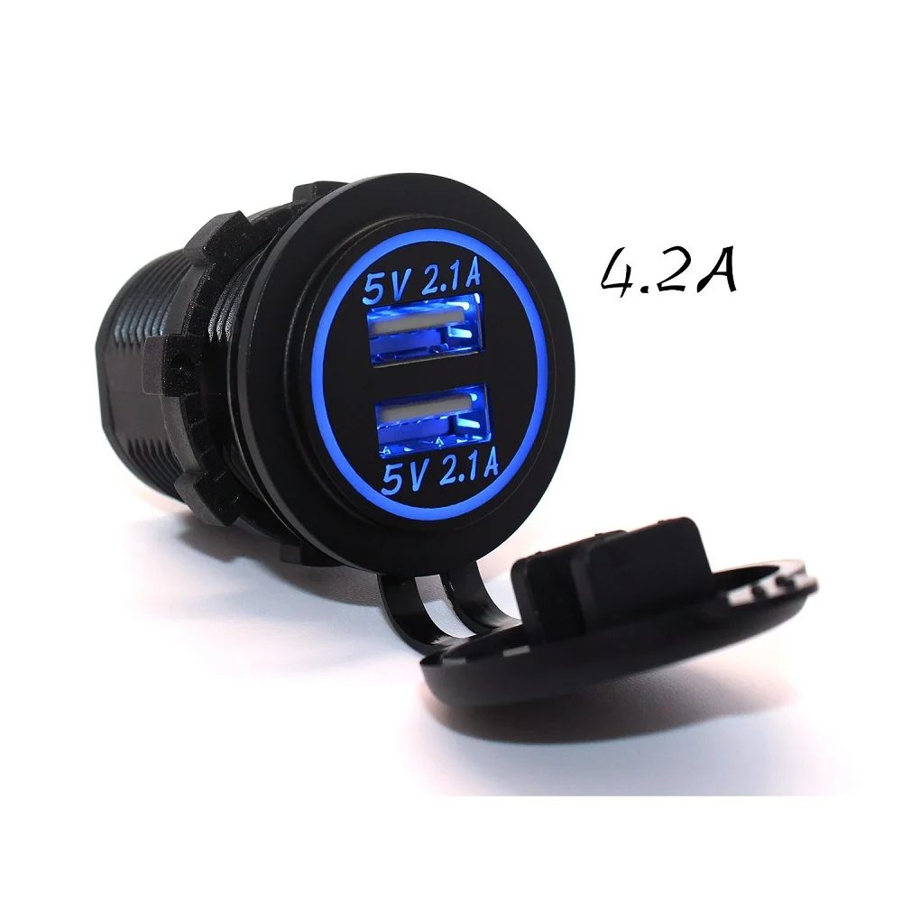 Waterproof Dual USB Charger Socket Power Outlet 4.2A for Car Boat