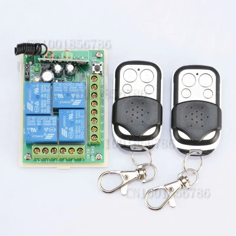 Free Shipping DC12V 10A 4 Channel RF Wireless Remote Control Switch/Radio Controlled Switch System Receiver&Transmitter