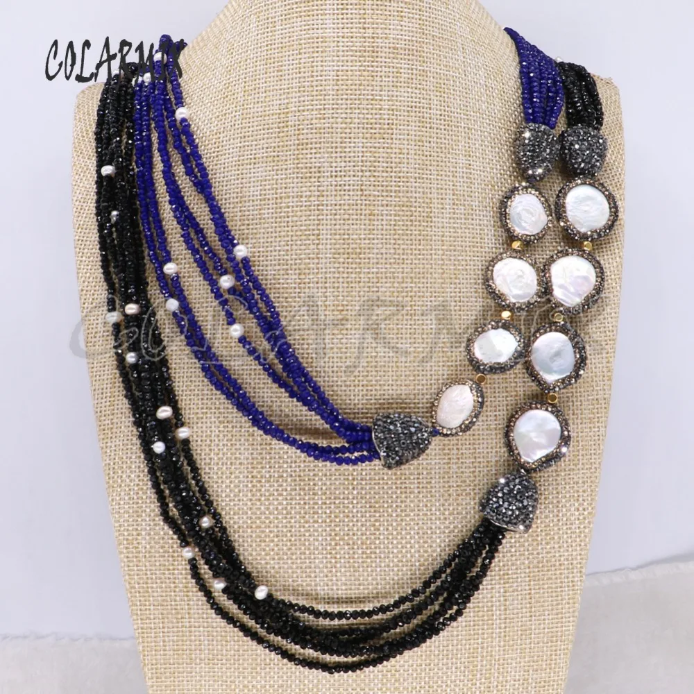 

Wholesale Fashion crystal beaded necklace handmade jewelry necklace retro folk-custom round pearls necklace gift for lady 3945