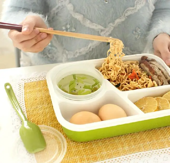 4 Cells Healthy Plastic Food Container 1000ml Multifunction Adults Lady Kid Lunchbox Microwaveable Lunch Bento Box(China (Mainland))