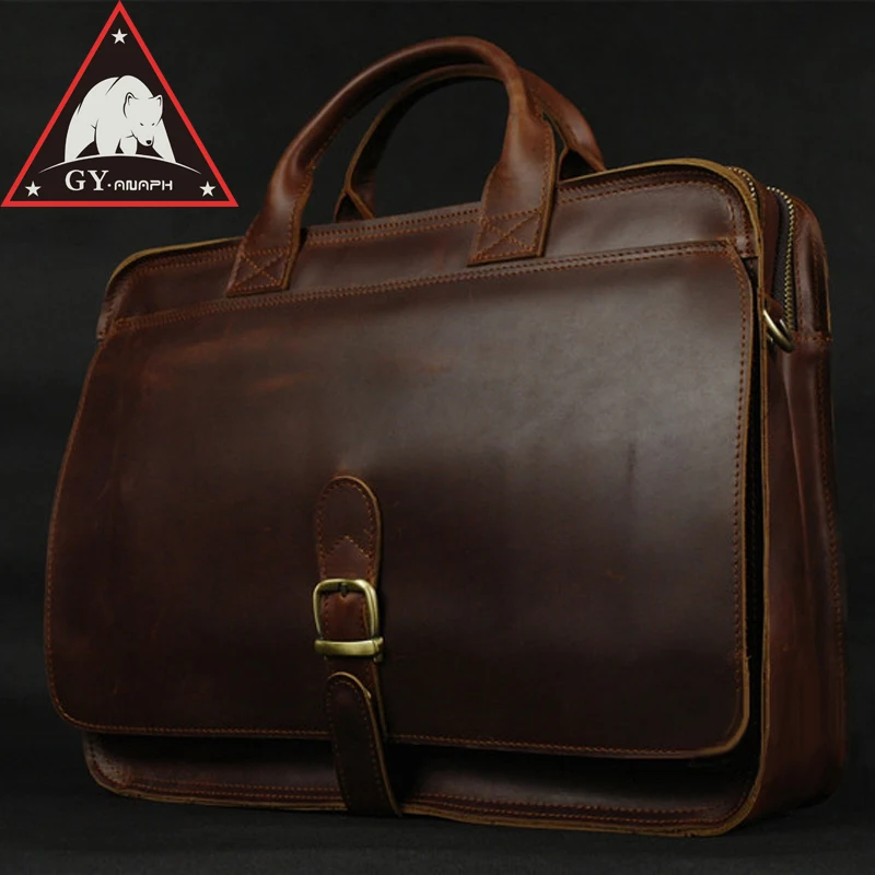 

ANAPH Office Work Bag For Lawyers, Men's Leather executive Briefcases, Tote Bags Fit 15 Inch Laptop Vintage Top Quality Coffee