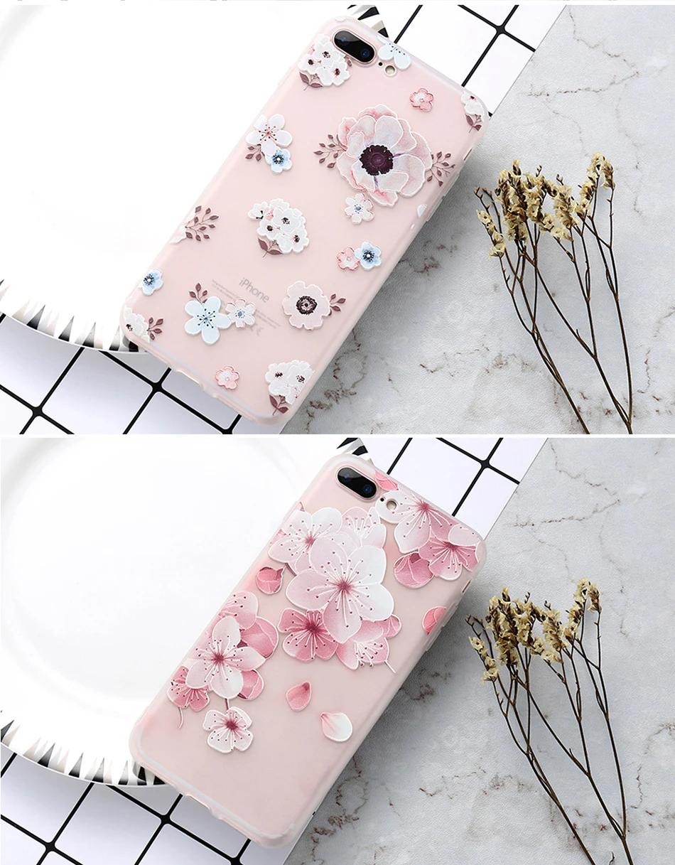 MR.YI 3D Relief Floral Silicone Case For iPhone 7 6 6S Plus Beautiful Flower Soft Clear Transparent Cover For iPhone 6 6S 7 Plus (11)