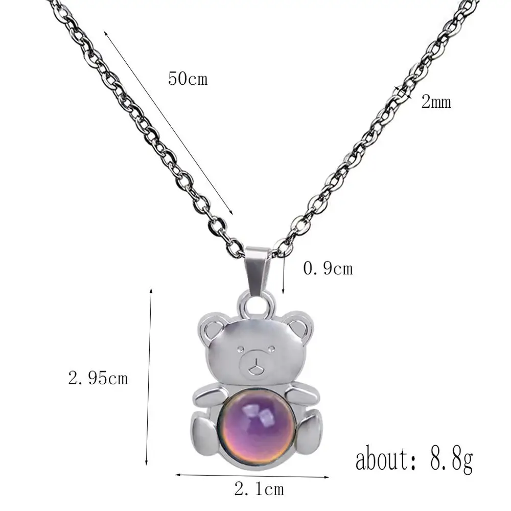 

New products women pendant necklaces charms tortoise bear pendant necklace Change color according to body temperature changes