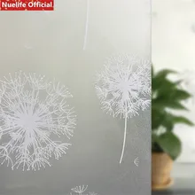 Белый узор одуванчика Электростатическая матовая Солнцезащитная пленка для стекла Гостиная Спальня Ванная Кухня Офис Солнцезащитная пленка