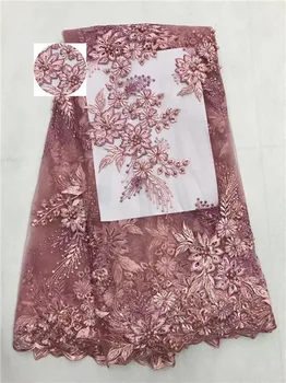 

Fashion Bridal Net Lace Fabric 3D Flower Fabric High Quality Stones Lace Fabric 2017 High Quality Tulle Lace FABRIC