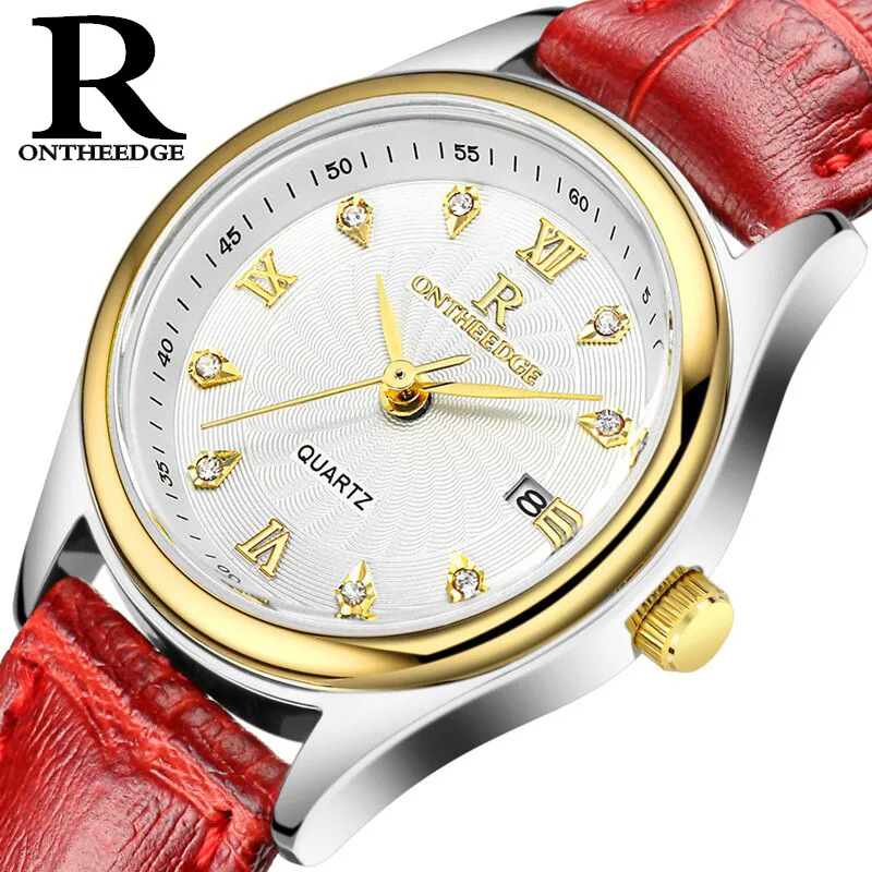 ONTHEEDGE ультра-тонкие деловые часы женские роскошные брендовые водостойкие наручные часы с ремешком из натуральной кожи часы женские