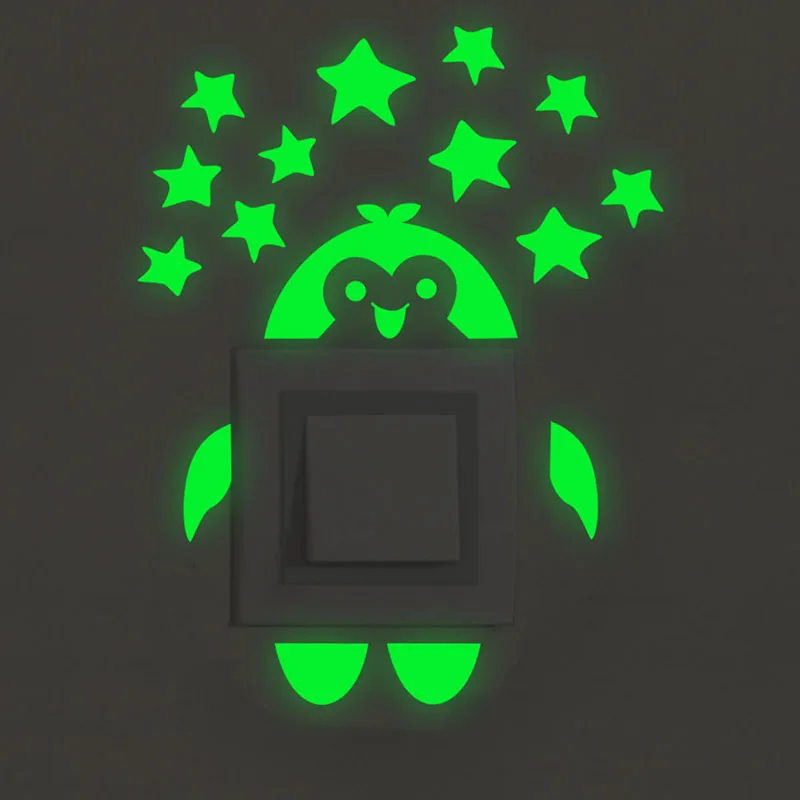 

Penguin Switch Luminous Stickers Glow In The Dark Stars Decals Kids Room Home Decoration Fluorescent Vinyl Mural Wall Art Poster