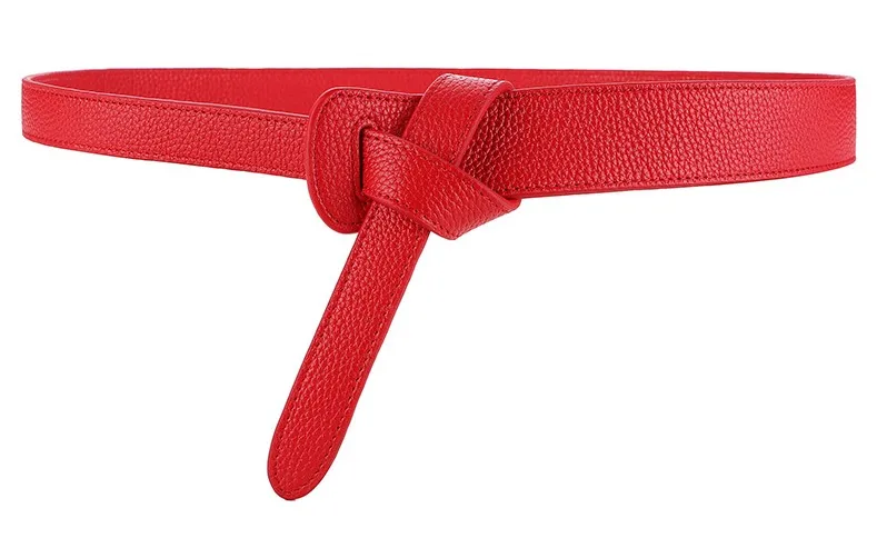 red color Роскошный женский ремень для женщин с красным бантом, дизайнерский Тонкий джинсовый ремень из искусственной кожи, ремень с петлей, ремни с бантом, коричневое платье, пальто, аксессуары - Цвет: red color