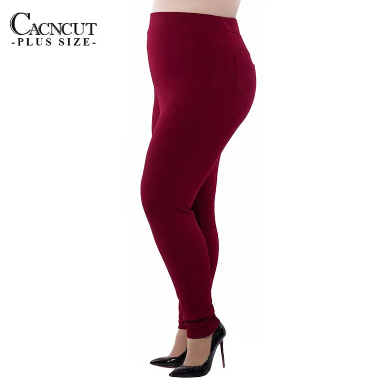 CACNCUT весна большой размер повседневные обтягивающие брюки карандаш для женщин размера плюс Твердые с высокой талией длинные женские брюки летние черные L-6XL