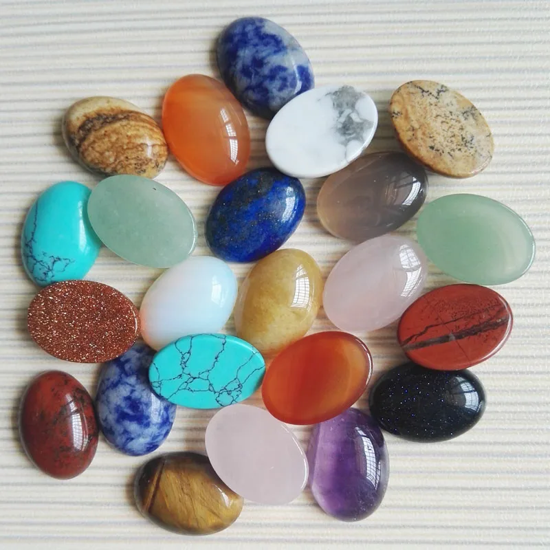 

Wholesale 13x18MM assorted Natural Stone Beads Oval shape CAB CABOCHON 30pcs/lots for jewelry making DIY beads Free shipping