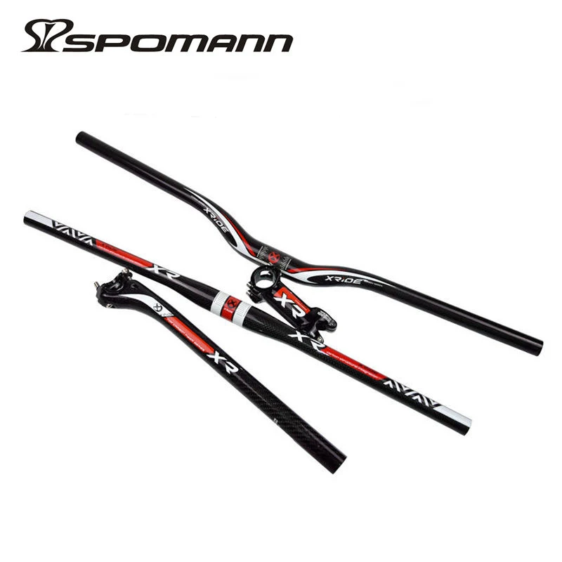 

Hot sale new XR mountain bike carbon handlebar set mtb parts bicycle handlebar + seatpost + stem 3K gloss carbon fibre handle