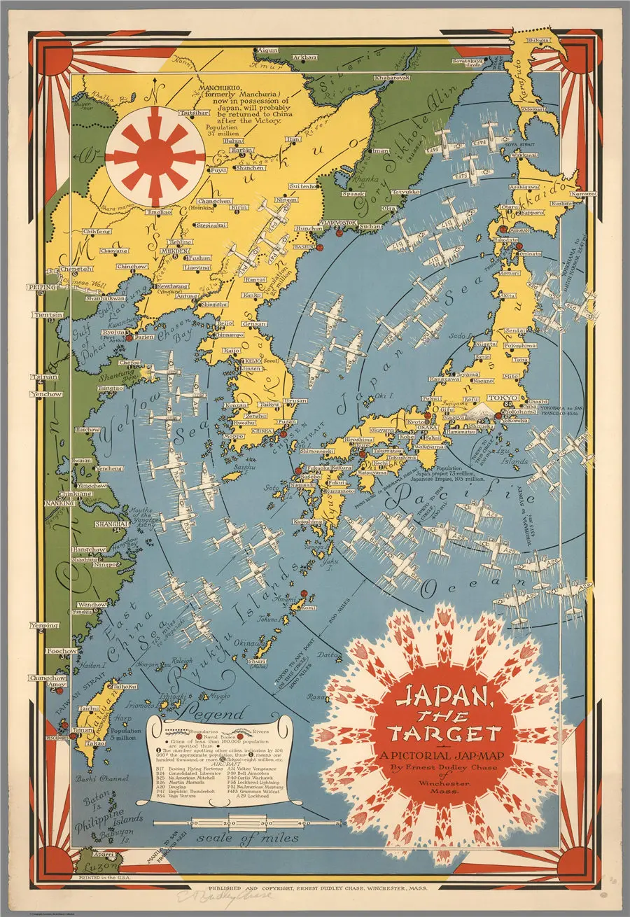 Japan the Target, a pictorial map made by Ernest Dudley