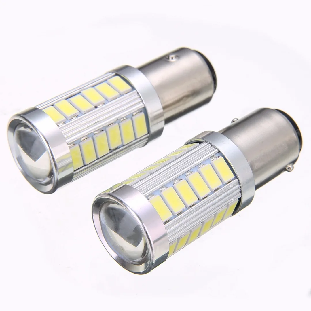 2PCS 1157 Light Bulb P21W BA15D 33 SMD LED Car Headlight DRL Fog Lamp Reverse Backup Light Super Bright White 6500K