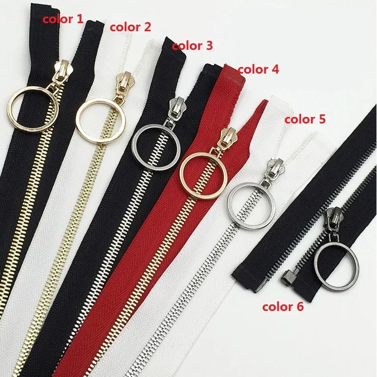 3 metal copper zipper with ring puller for skirt coat clothing bags