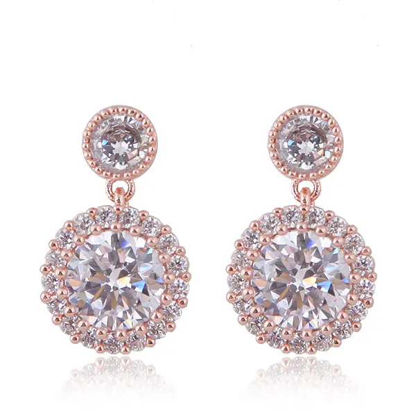 Fashion Jewelry shiny zircon round circle Stud Earrings Earrings Charm