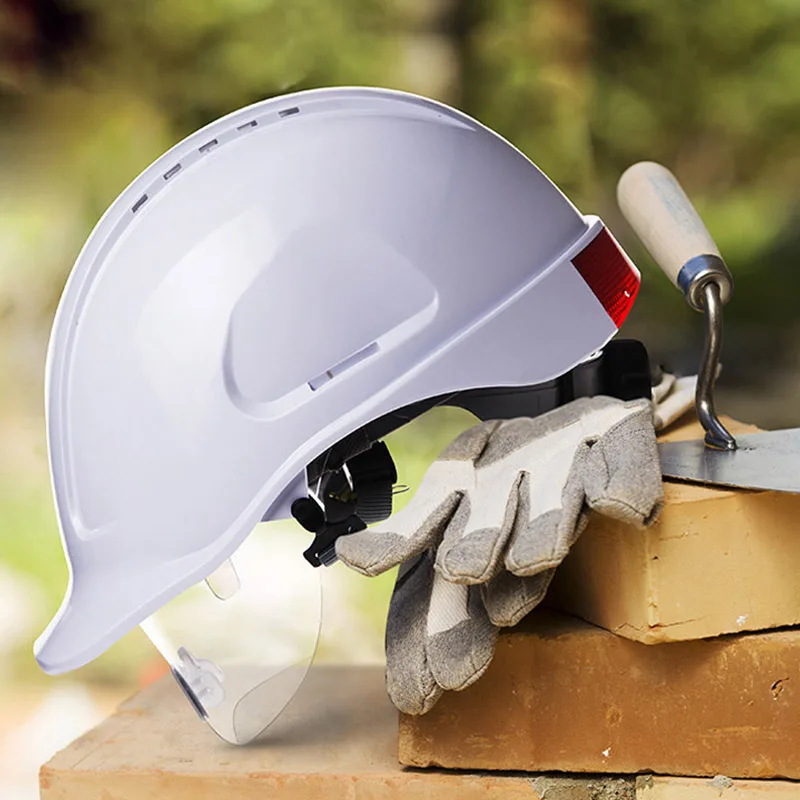 Защитный шлем с защитными очками из поликарбоната, строительные шлемы из АБС-пластика, рабочая шапка, инженерный спасательный шлем, рабочая шапка