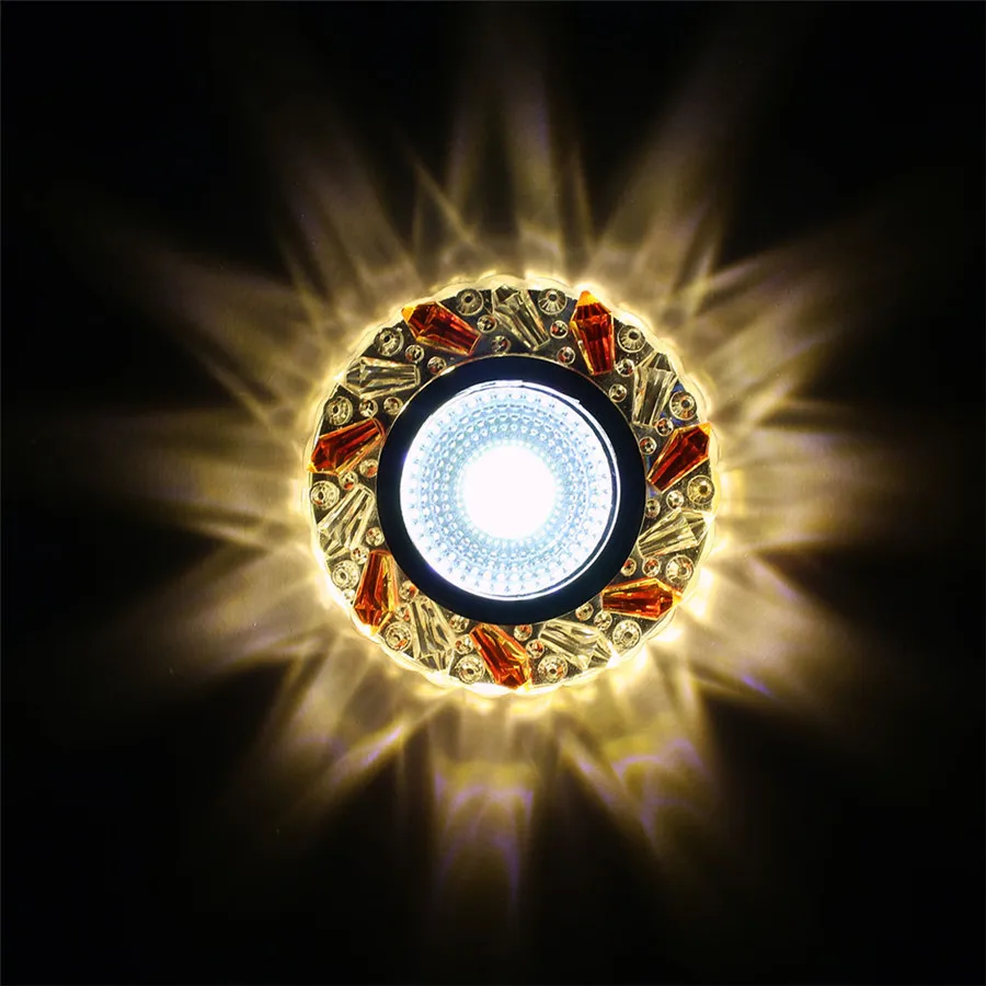 

Modern Crystal COB 3W Led Downlights Recessed Ceiling Spot Light Lamps Embedded LED Downlights Home Decoration Light Warm White