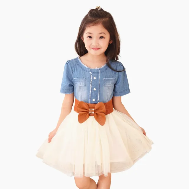 Spring 2014 new summer children's clothing girls casual dress princess dresses kids girl jeans