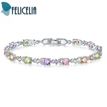 Felicelia, лидер продаж, серебряный цвет, женский браслет, разноцветные стразы, браслет для тенниса, роскошный кристалл, CZ, цепочка, браслет