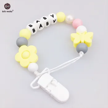 

Let's Make Baby Teether Accessories Butterfly Flower Pacifier Clip Chew Silicone Bead Baby Toy DIY Jewelry Nursing Dummy Clips