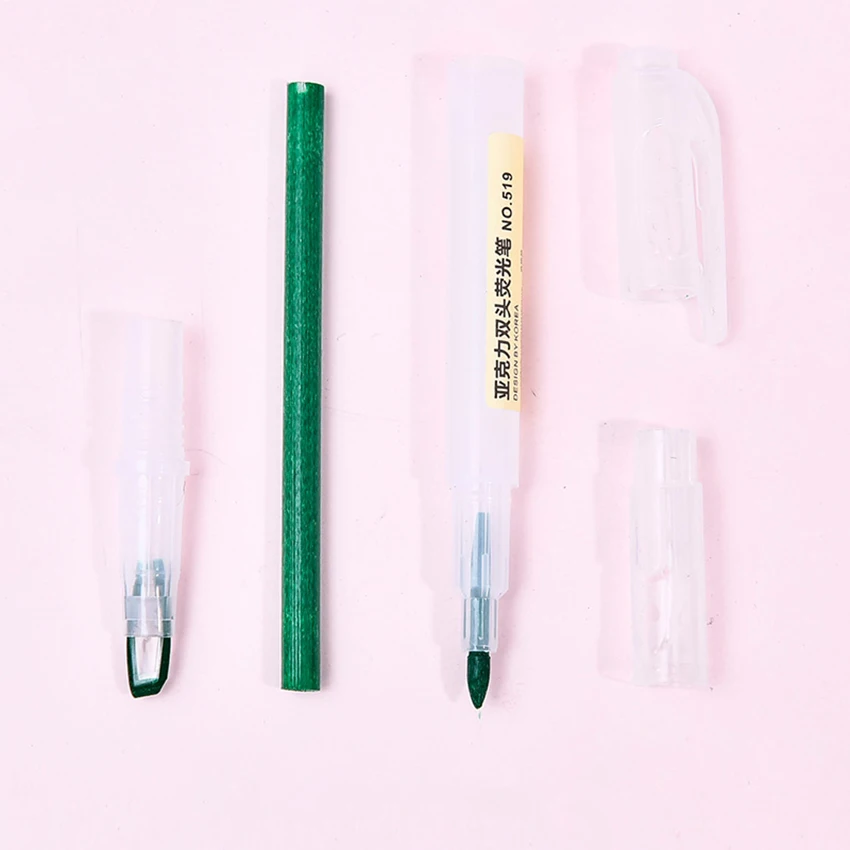 

1PC Stationery Double Headed Fluorescent Pen Hook Highlighter Pen Color Mark Pen Cute flash school student pen Gifts 8 color