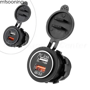

mtsooning Motorcycle Quick Charge QC3.0 Dual USB Port Charger Socket Adapter
