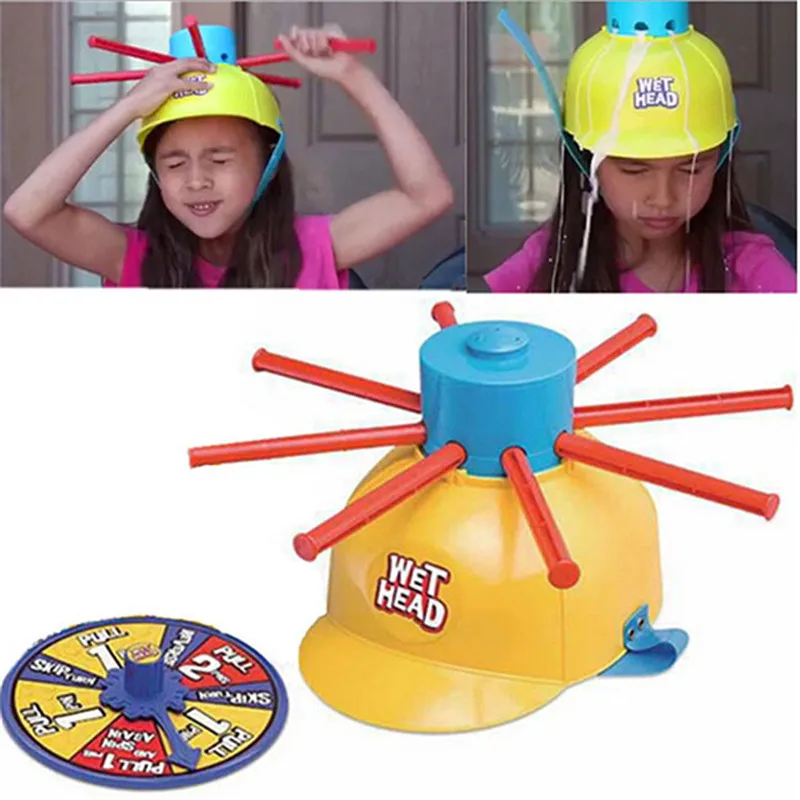 

2016 New Parents Kids Wet Head Hat Water Game Challenge Wet Jokes And toy funny Roulette Game toys