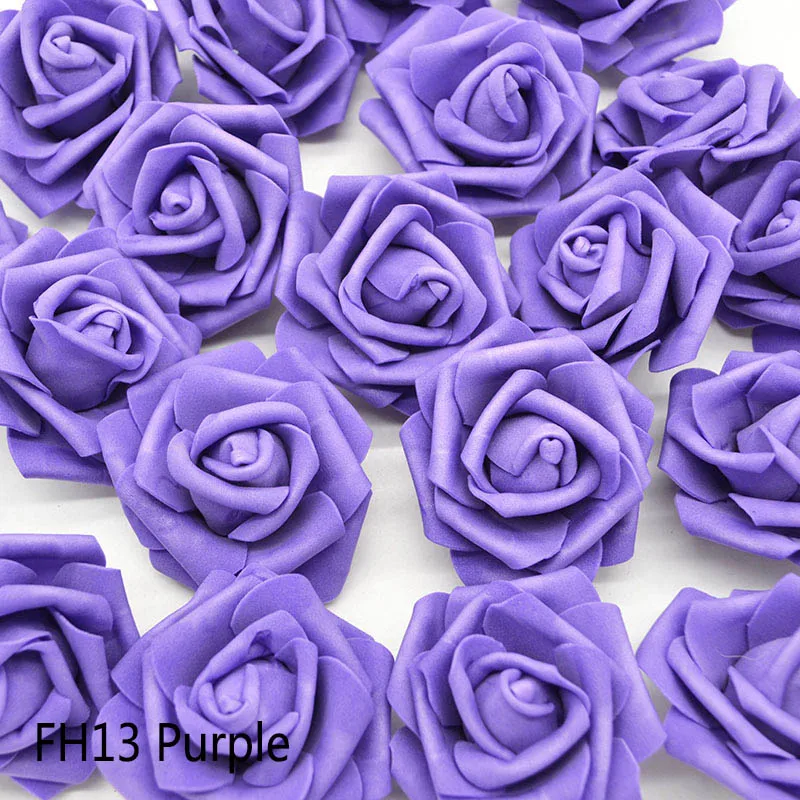 20pcs/Lot 6cm PE Foam Big Rose Flower Head Artificial Flowers Wedding Decorations DIY Scrapbooking Wreath Home Decor Crafts - Цвет: FH13 Purple