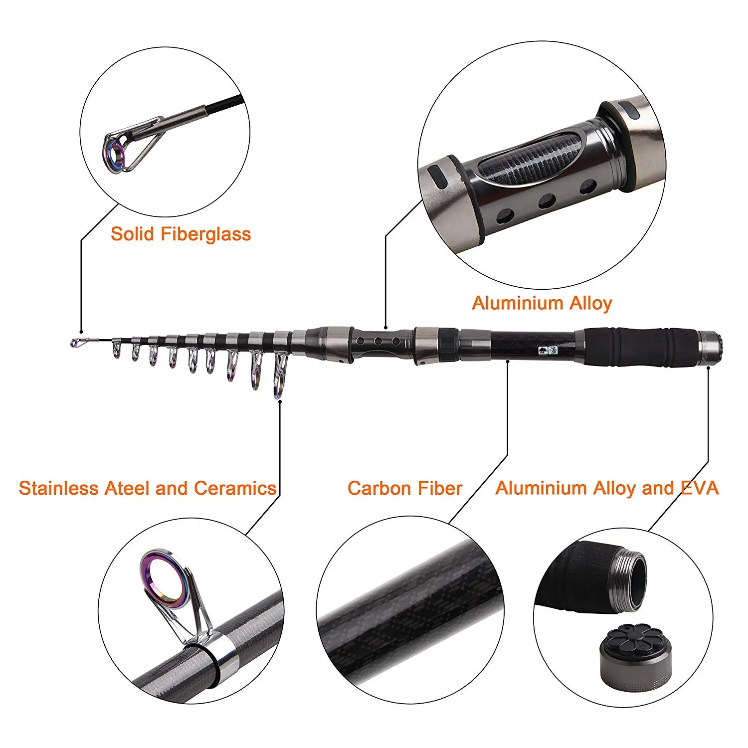 Vara de Pesca Combo com Acessórios de Pesca Conjunto para a Pesca Carbo Fibra Telescópica Carretel Linha Isca Kit 6 Conj. de varas