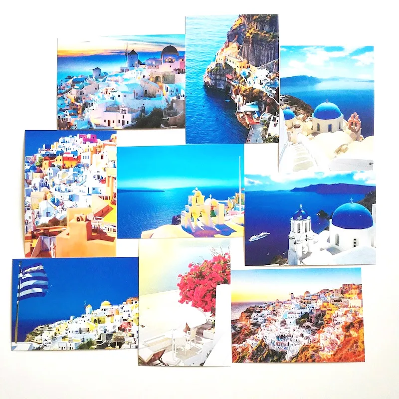 30 Teile/satz Santorini Postkarten Landschaft Postkarten Speicher der Liebe Blau Postkarte Seeozean Postkarte