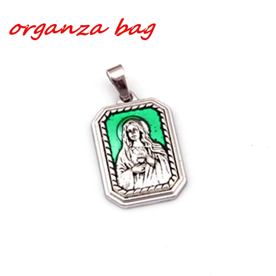

1pcs Green Enamel Virgin Mary Alloy Antique silver religion charm Pendants Jewelry DIY Fit Pendant Necklace18.9x35mm A-423