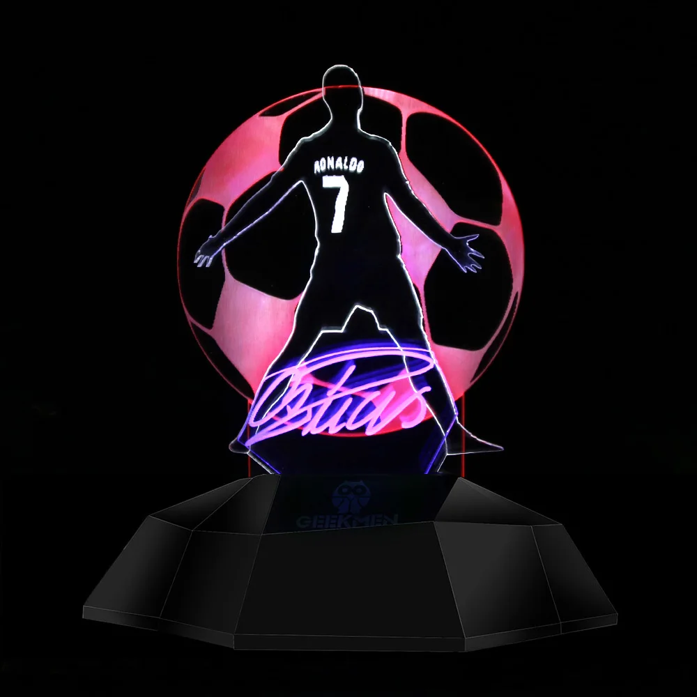 CR7 Cristiano Ronaldo Portugal Soccer Player 3D Line Lamp Football Player c Ronaldo 3D Optical illusion Light LED Table Lamp