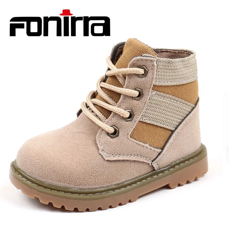 

Fonirra Newest Children Short Boots Suede Lace Up Casual Shoes Boots Unisex Autumn Winter Round Toe Flat With Boots 474