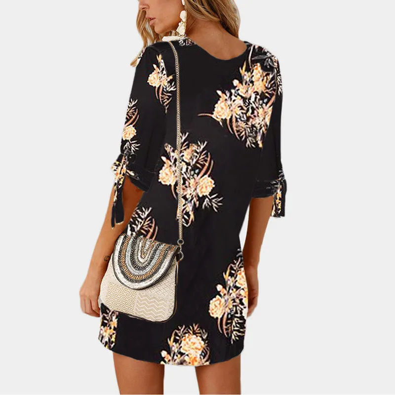 Women's Floral Print Chiffon Dress-1